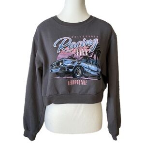 Cropped Grey Car Racing AEROPOSTALE Sweatshirt Size Small